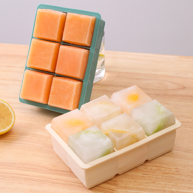 Square Large Ice Cubes Mold Home Homemade Edible Ice Hockey Model With Cover Soft Silicone Gel Fridge Freeze Cold Drink-Taobao