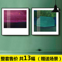 Norse style abstract geometric landscape decorative painting art hand-painted illustration art high-definition core picture material