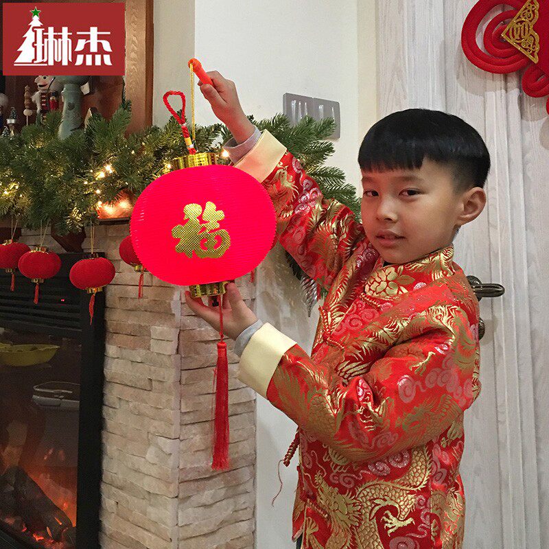 New Year's children's hand-held light-emitting small lanterns for Lantern Festival and Spring Festival with lights and blessing characters hanging ornaments lanterns wedding small lanterns ornaments