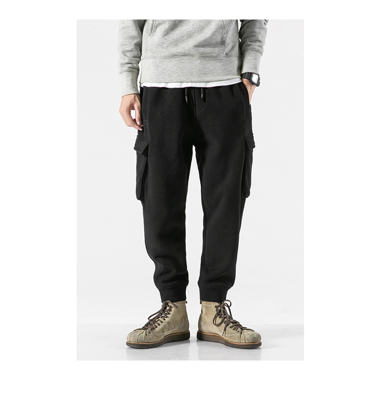 Mùa thu và mùa đông mới cộng với quần nhung dày nam quần bó sát chân lỏng lẻo quần jogger kaki