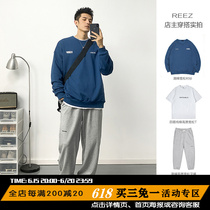 REEZ (shop owner wears a lap) 2022 spring and autumn round collar necropolis with loose casual boarder overcoat