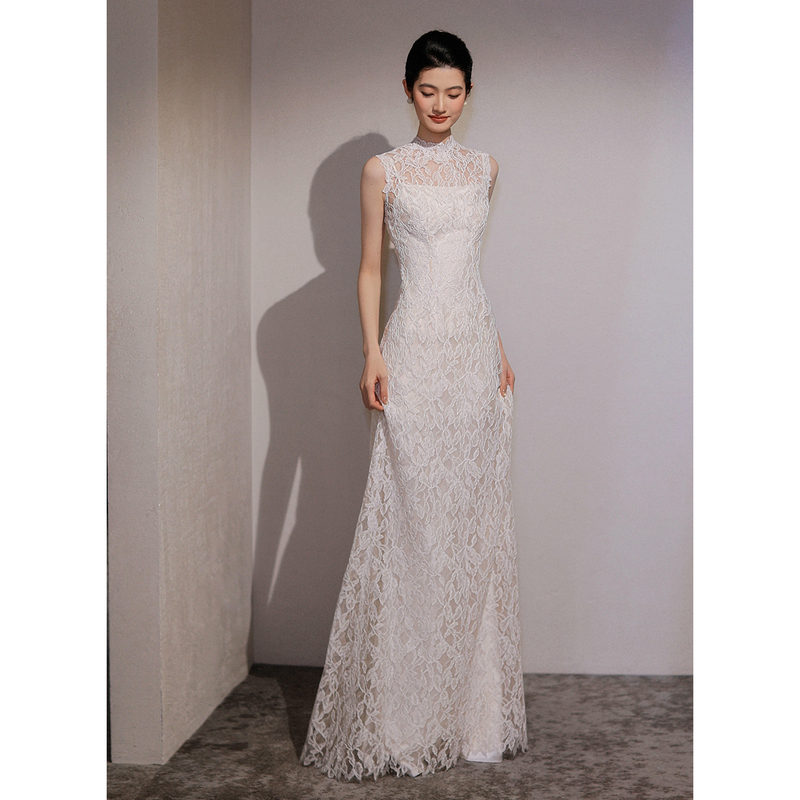 French-Style Light Wedding Dress 2026 New Lace Bridal Engagement Cheongsam Dress Women's Backless Wedding Reception Dress French-Style Light Wedding Dress 2026 New Lace Bridal Engagement Cheongsam Dress Women's Backless Wedding Reception Dress