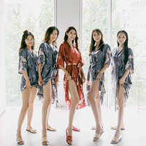 Crane morning robe bride bridesmaid sister head robe female thin section birthday party French kimono gift