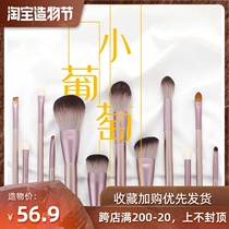 Charm pocket Cangzhou small grapes 12 makeup brush set Beginners full set of eye shadow brush students affordable portable storage