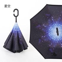 Unheld double-layer automatic reverse umbrella umbrella long handle large large mens and womens sunshine and rain umbrella custom printed logo