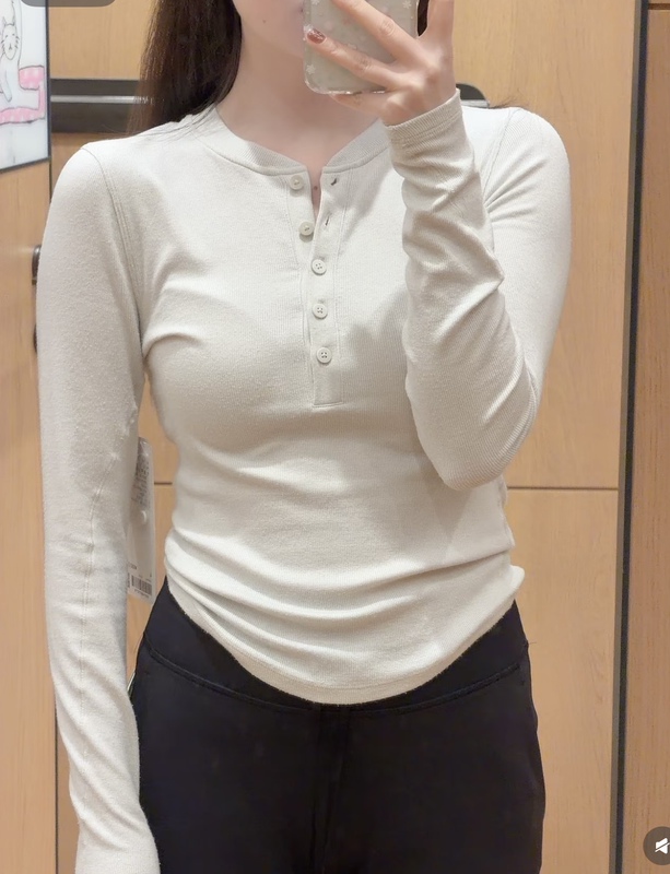 Lululemon Hold Tight Henry Ribbed Skin-Friendly Base Layer Long Sleeve T-Shirt