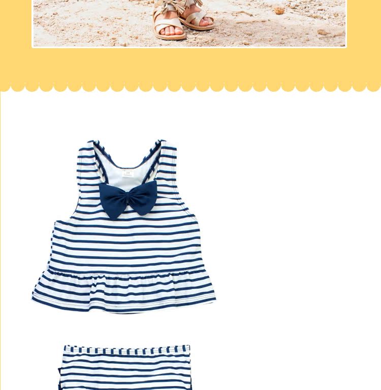 Rufflebutts Girls Navy sọc Split Áo tắm dễ thương Bikini Bow Sun áo tắm chống nắng cho bé