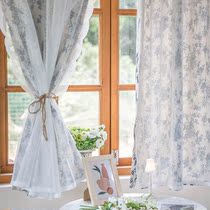 Han Style Fields Garden Small Broken Flowers Double curtains Perforated Window Yarn American Comeback Door Curtain Bedroom Bookhouse Halfcurtain Finished