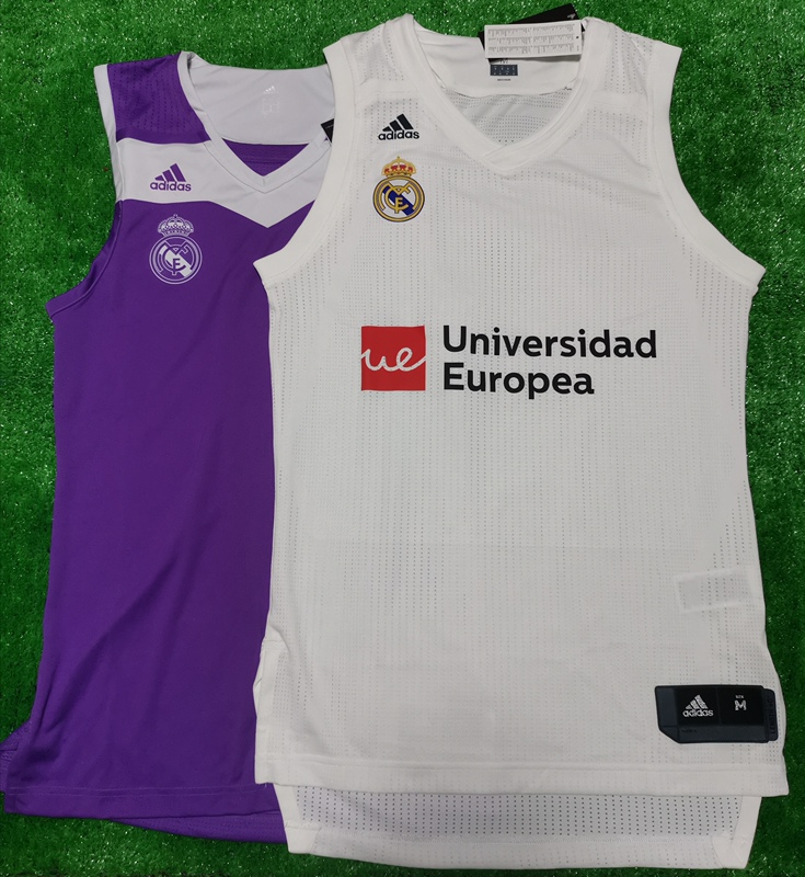 Adidas Real Madrid Purple White European Basketball Jersey Sleeveless Vest