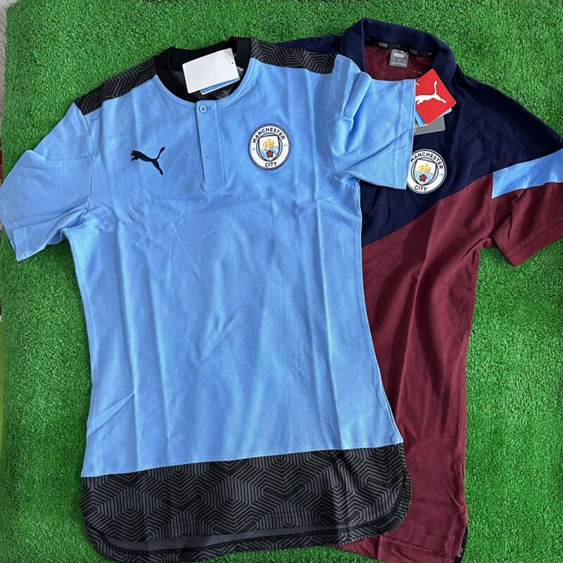 Puma Manchester City 1920 Football Player Version Sports Casual T-Shirt Short-Sleeved Polo Shirt 757926 756666
