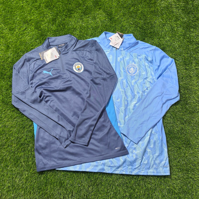 Puma Manchester City 2425 Season Player Version Half-Zip Football Pullover Long-Sleeved Training Uniform Jersey