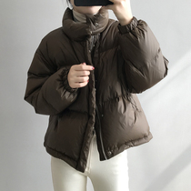 2022 New Down Jacket for Women Small Short Korean Style Loose Stand Collar Bread Jacket White Duck Down Winter Jacket