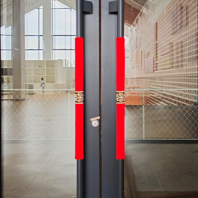 Door handle jacket suede cloth art Custom glass door Ramen unit door handlebar hand armrest cover anti-chill anti-crash