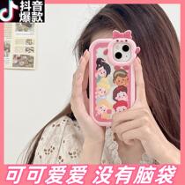 Six probe princess cell phone case butterfly bow iPhone 13 is suitable for Apple 11 12 promaxxsxr soft