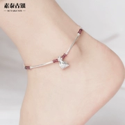 Sutai bạc cổ 925 sterling bạc vòng chân nữ phiên bản Hàn Quốc của sinh viên đơn giản Sen truyền thiết kế ngách gợi cảm năm nay - Vòng chân