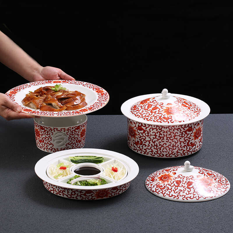 New Style Lotus-Shaped Roast Duck Plate Set, Duck Skin Carving Plate, Ceramic High-End Restaurant Beijing Roast Duck Special Duck Plate