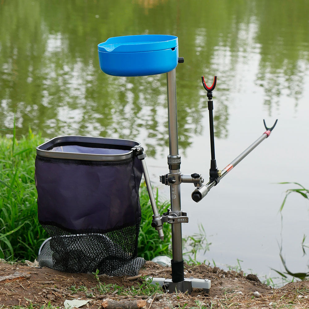Wild Fishing Ground Insert Holder Can Fold Multifunction Fishing Bracket Rod Pull Bait Disc Rack Fishing light bracket Gun Bench Companion