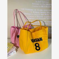 2024 new Korean style ins lazy style letter canvas bag womens summer popular high-end simple shoulder bag~