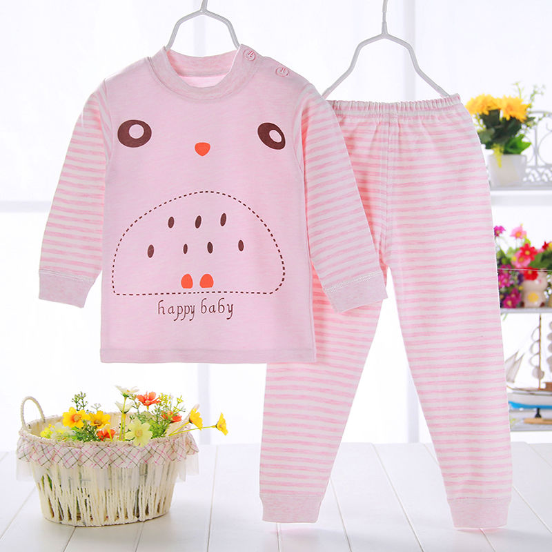 Thu childrens màu bông đồ lót bộ trẻ sơ sinh mới nam và nữ báu ấm childrens mùa thu đồ ngủ quần cotton quần áo.