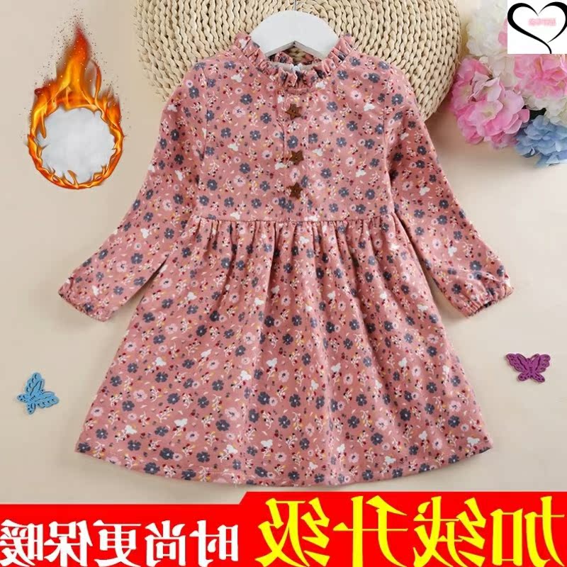 cô gái váy mùa xuân và mùa thu cho trẻ em bị nghiền nát hoa ăn mặc mới công chúa váy cotton dài tay áo sơ mi mùa thu váy.