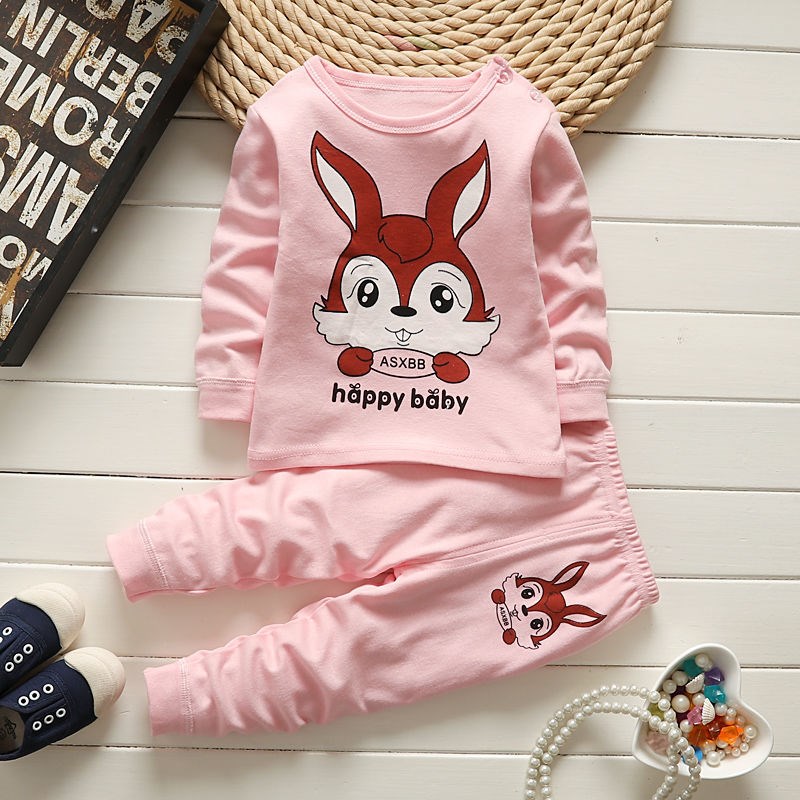 Childrens childrens trai bông và quần áo cô gái mùa thu quần mùa thu bé bé đồ ngủ cotton mùa xuân và mùa thu childrens bộ đồ lót.