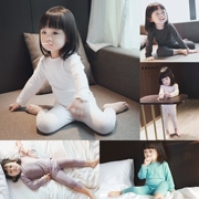 Bé mùa thu quần thiết bông tinh khiết eo cao trẻ em bụng 6 chàng trai trẻ em Pyjama thiết bị mở 5 mỏng 0-3 tuổi 4.