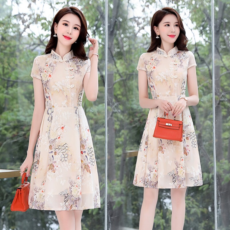 Modernized Cheongsam Dress for Petite Women, Summer 2026 New Style, Youthful, High-End, Elegant, New Chinese Style National Dress