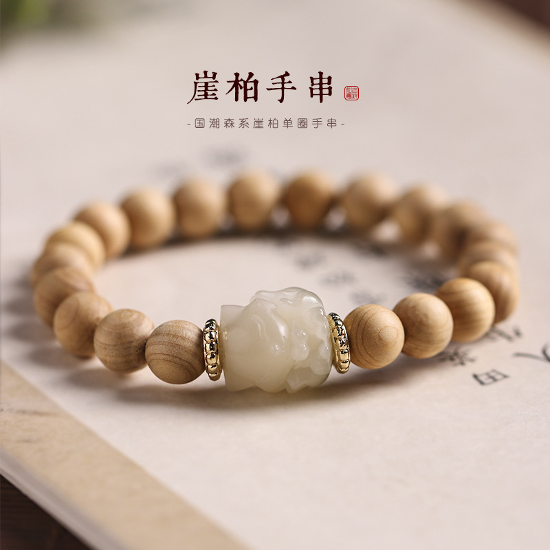 Cliff - stone bead string 8mm Buddha bead with bodhi Ti Meng cat claw - tail fox - cut - off lap and tie bracelet