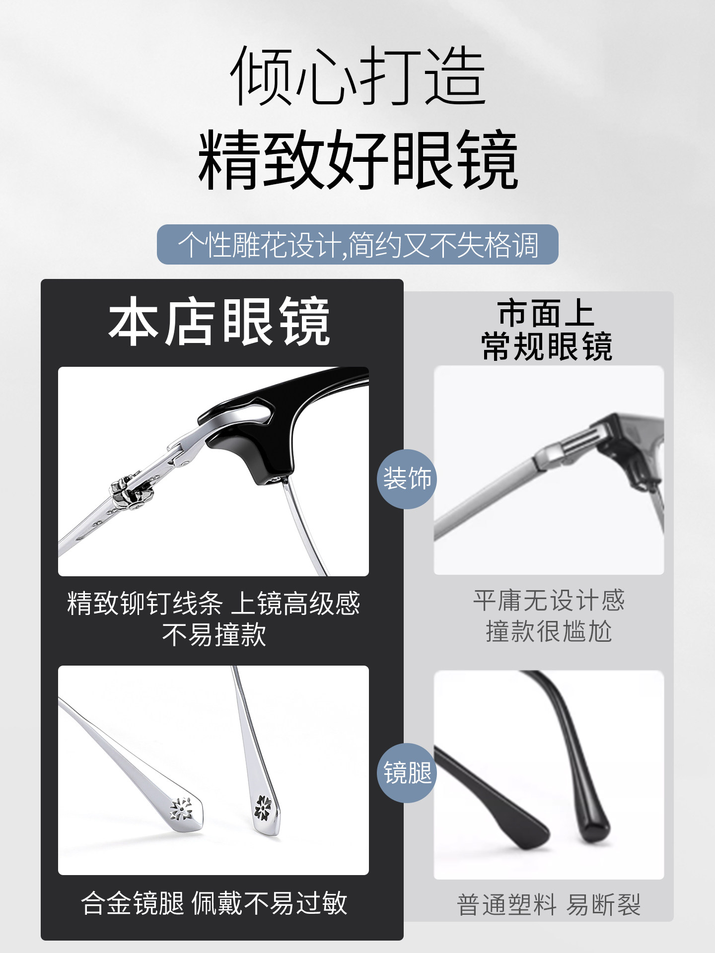 Ultra-Light Titanium Half-Frame Glasses for Men, Suitable for Prescription Lenses, Blue Light Blocking, Stylish and Handsome Style, Eyebrow Line Eyeglass Frames