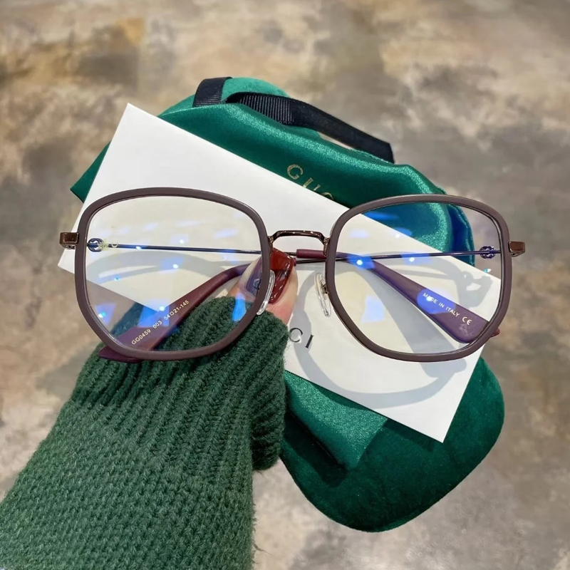 Anti-Blu-ray Anti-radiation Near-view Spectacle Frame Female Korean version Tide Large Face Slim Net Red RED MONEY FROSTED GOGGLE HOLDER