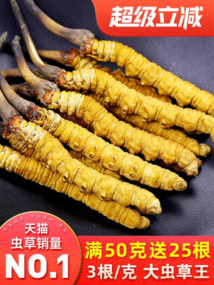 冬虫夏草官方旗舰店10克/30根头期正品干货虫草整条50克礼盒装