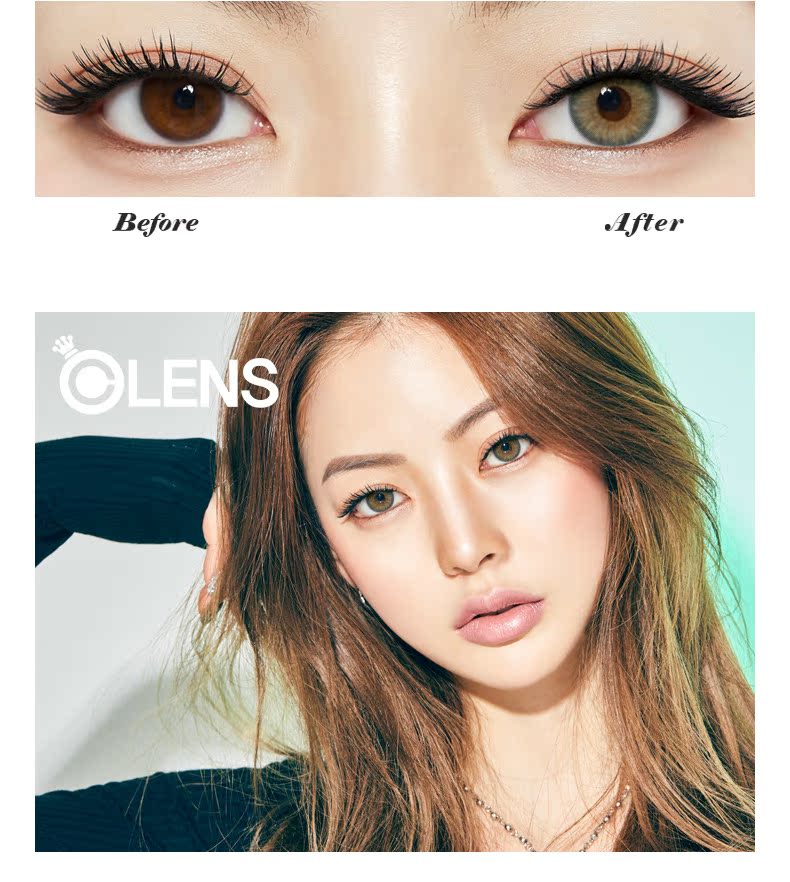 Hàn Quốc 瞳 Bản giao hưởng hàng đầu của OLENS Bản giao hưởng 3con tháng ba màu để ném 2 kính áp tròng màu - Kính đeo mắt kính kính gọng tròn