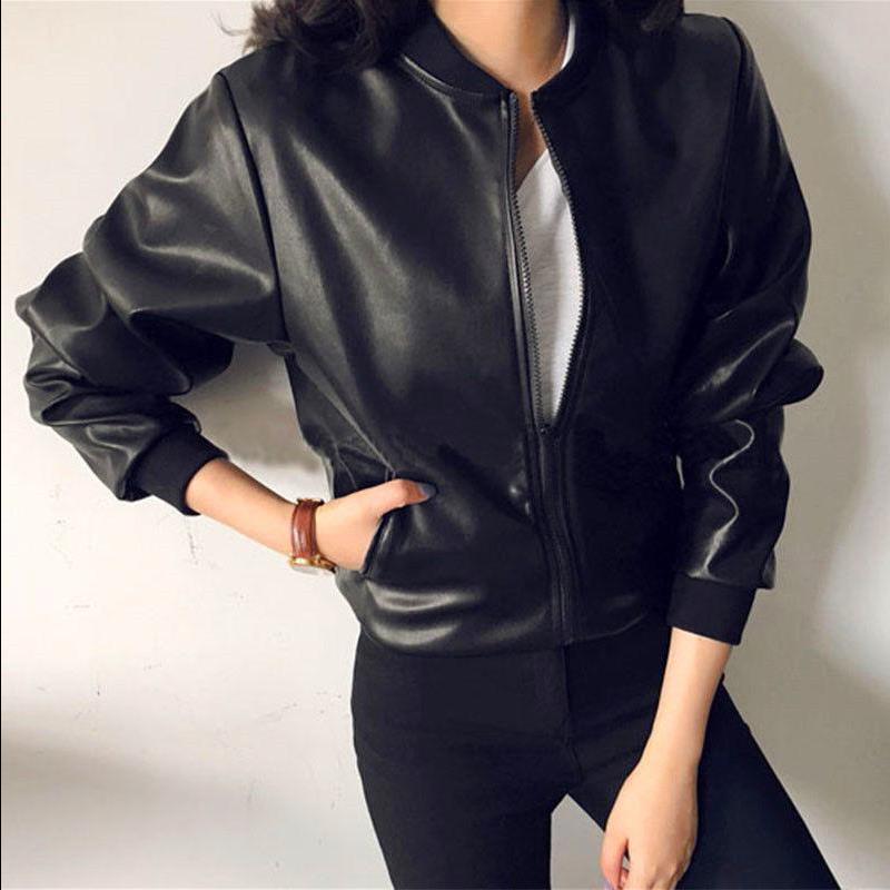 Small leather jacket women's short jacket 2019 autumn and winter new Korean version of self-cultivation slim student black motorcycle pu leather jacket