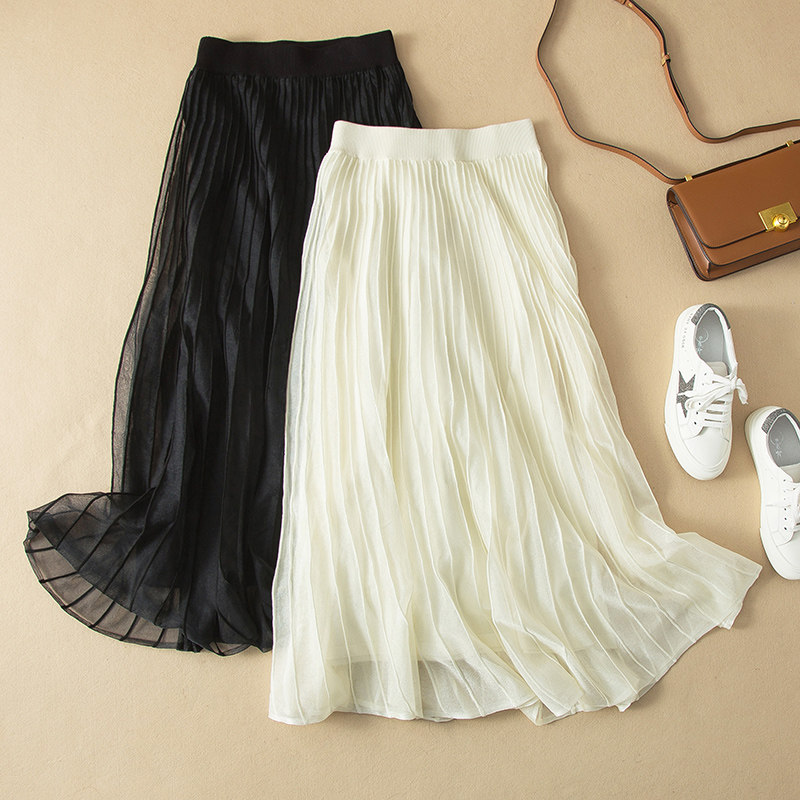 Bull Snapping Guest for custom yarn Genuine Silk Eurogen Yarn Fairy's Knitted Half Skirt Black white 19A400