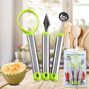 不锈钢挖果器切西瓜神器雕花刀