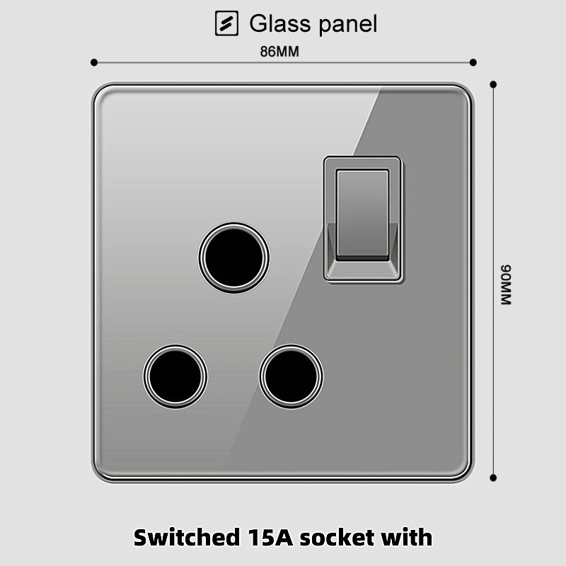 Hồng Kông và Úc Ổ cắm tiêu chuẩn Anh 13a của Anh có đèn USB công tắc gas làm lạnh 20A tấm kính cong màu xám công tắc 1 chiều o cam li oa Công tắc, ổ cắm dân dụng
