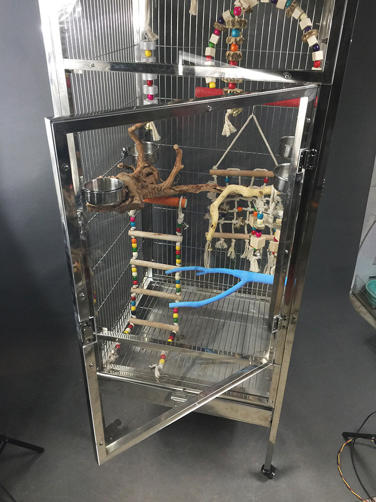 Stainless Steel Bird Cage Grey Parrot Cage Luxury Acrylic Parrot Bird