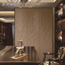 High-end hotel engineering bedroom rhombus relief background wall modern light luxury sofa leather carving cut off hard package background wall