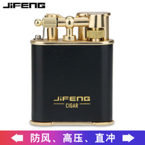 JIFENG monsoon cigar windproof blue flame personality tide handmade retro old creative inflatable double fire straight-through lighter