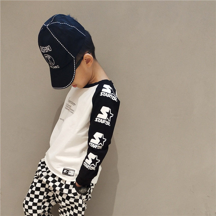 Day-train Chauded spring clothing boy girl baby girl blouses child long sleeve T-shirt inserted shoulder to undershirt foreign pie