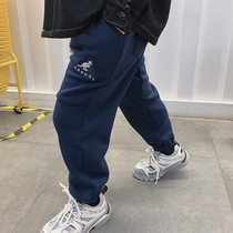 Japanese childrens clothing boys fleece pants winter trousers kangaroo all-match pants childrens sports pants overalls heating pants