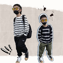 Day-of-the-boy T-shirt striped minimalist base for spring and autumn clothes children loose blouses undershirt baby long sleeve tide