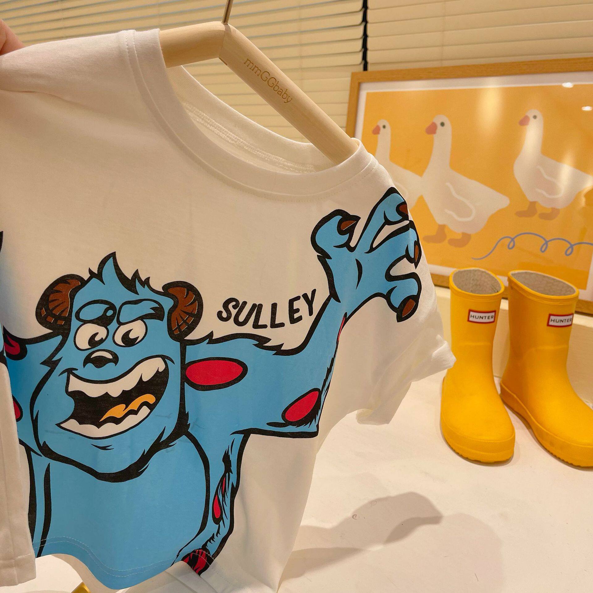 Boy spring summer loaded with undershirt cartoon short sleeve T-shirt 21 new children's foreign set head baby cute blouses