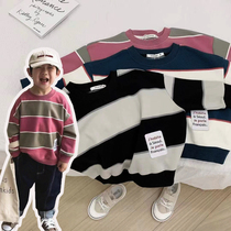 Childrens sweatshirt Korean boy dress striped handsome jacket autumn style fashion CUHK boy ocean gas boy tide 100 lap blouse
