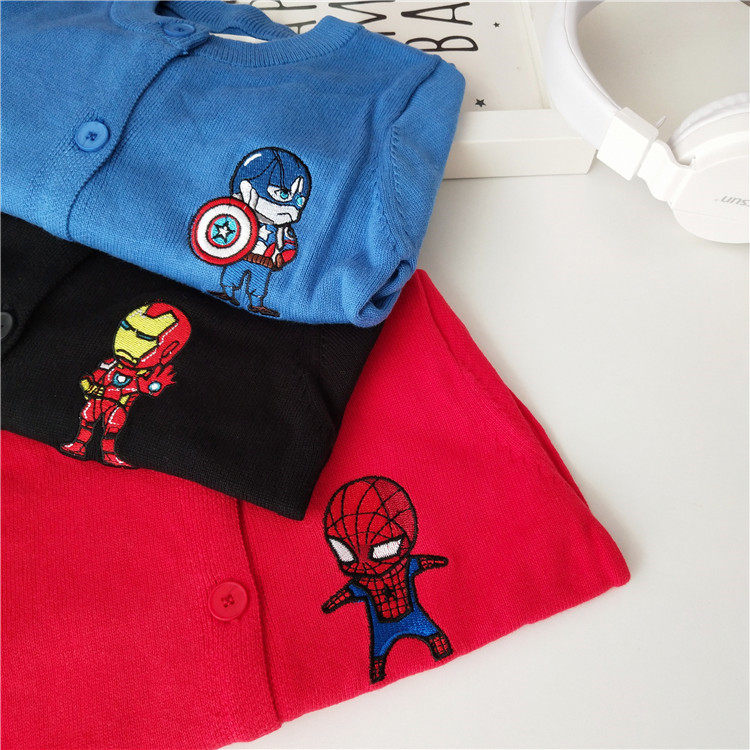 Spring-style Korean version of children's clothes boy baby blouse jacket hero knit cardiovert children sweaters chouses in children's sweatshirt
