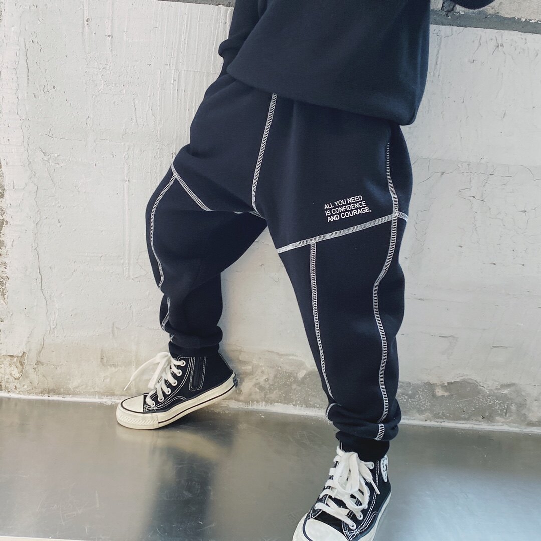 Day Series Children's Clothing Baby Winter Clothing Boy Long Pants Plus Suede Children Sports Pants and Pants Loose trendy Fever Pants Tide