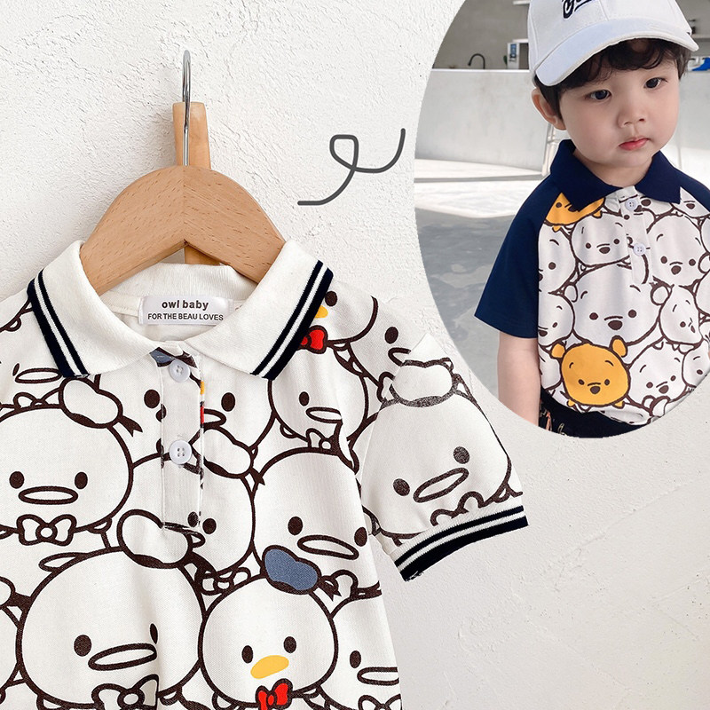 Boy short sleeve T-shirt POLO shirt summer dress new cartoon cute baby blouses half sleeve child brother-in-law dress