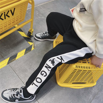 Japanese childrens clothing childrens one-piece velvet sports pants 2021 winter new baby thickened casual boys fleece pants
