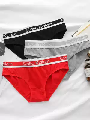 Big red underwear women's original year middle waist girl student girl sports neutral underwear les handsome t tide triangle