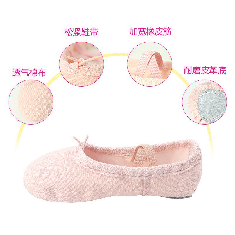Children Dance Shoes Soft-bottom Shoes Girls Ballet Shoes Girls Ballet Shoes Adults Kindergarten Pink Cotton Canvas Dancing Shoes